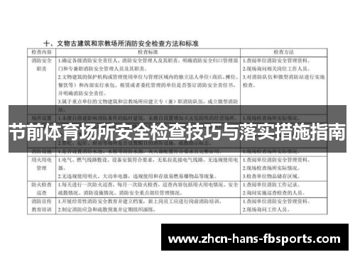 节前体育场所安全检查技巧与落实措施指南